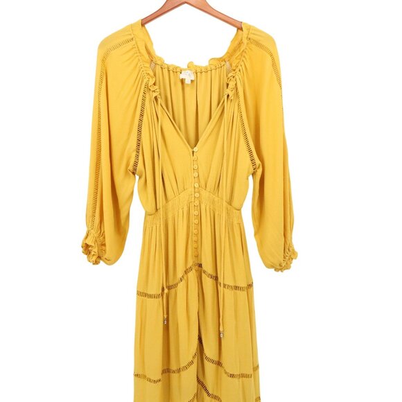 Anthropologie En Elly Sunset Tiered Golden Yellow Maxi Dress S - Picture 5 of 10